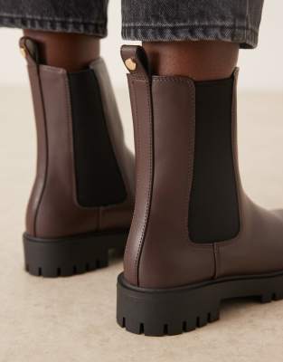 Mango Chunky Chelsea Boots In Brown