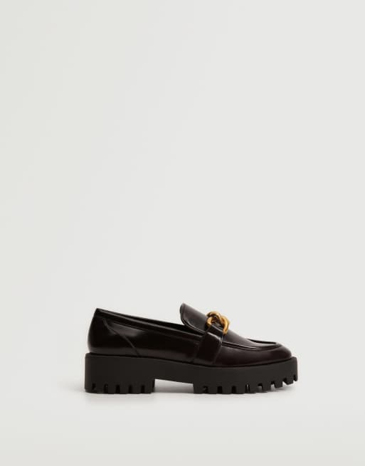 Mango - Chunky flade loafers med kædedetalje i sort, 3 af 4
