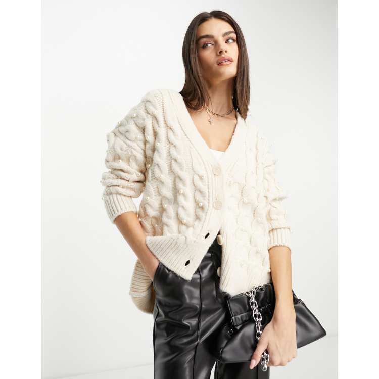 Cream chunky 2024 knit cardigan