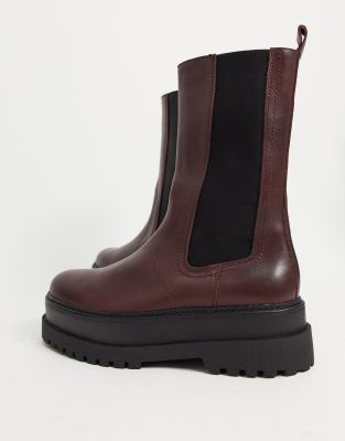 burgundy chunky boots