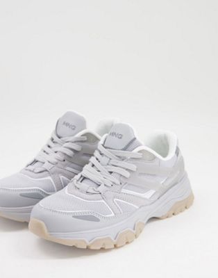 Mango chunky trainer in white with neutral panels