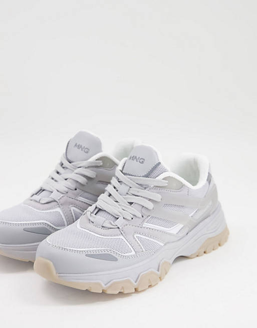 Shoes Trainers/Mango chunky trainer in white with neutral panels 