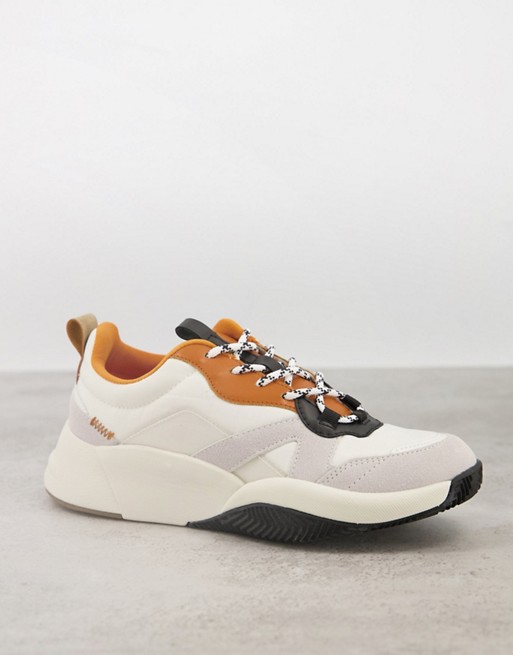 Mango chunky trainer with suede panels in white