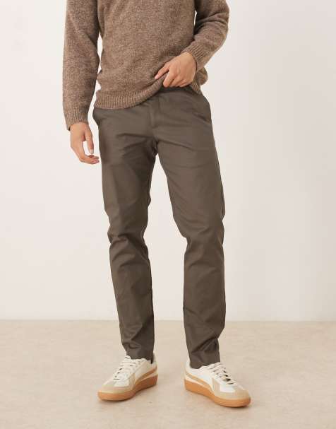 Mango 100% cotton tailored trouser in dark brown