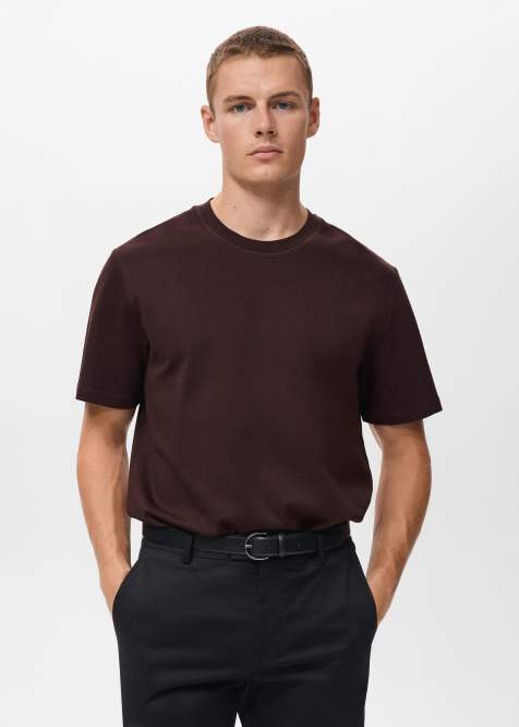 Mango – Ciemnoczerwony bawełniany T-shirt - view 1