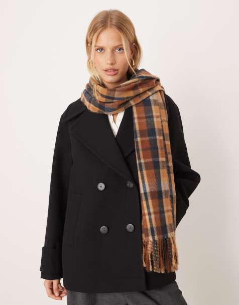 Mango checked scarf in burnt orange