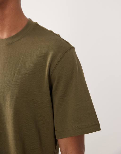 Mango – Ciemnozielony T-shirt o luźnym kroju ze 100% bawełny, 4 z 5