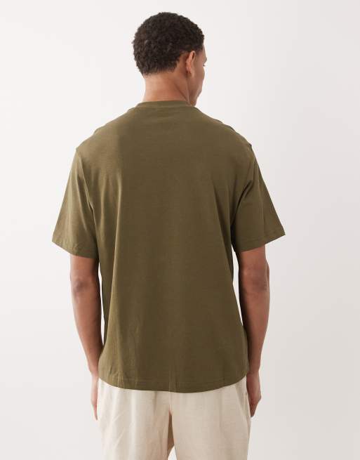 Mango – Ciemnozielony T-shirt o luźnym kroju ze 100% bawełny, 5 z 5