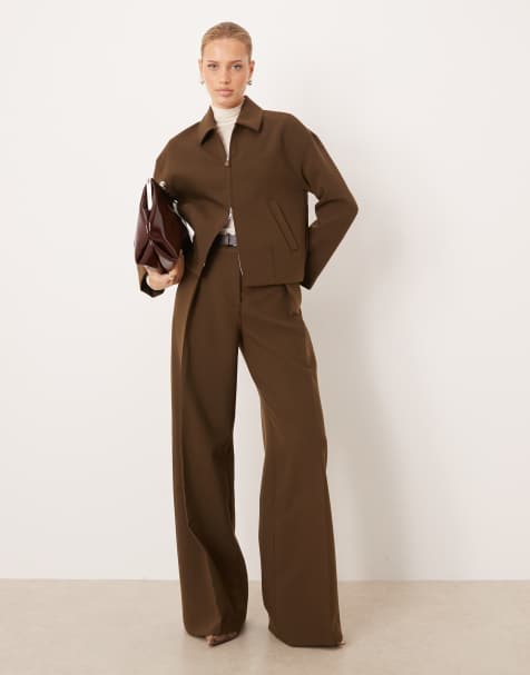 Mango Cintu harrington jacket & trouser co-ord in khaki - view 1