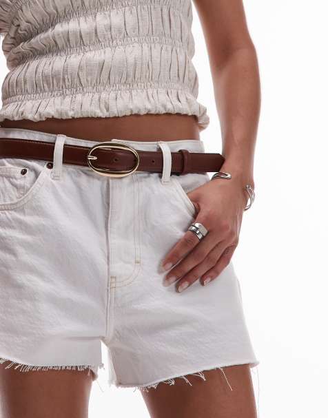 Mango - Cintura classica marrone con fibbia ovale oro - view 1