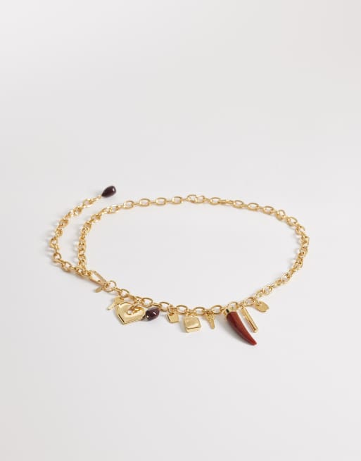 Mango - Cintura con catena decorata color oro con charms