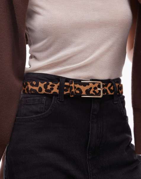 Mango - Cintura in pelle marrone leopardata - view 1