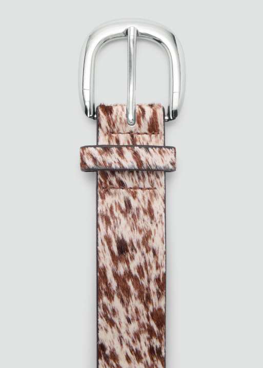 Mango - Cintura in vera pelle effetto cavallino marrone con stampa animalier, 3 di 3
