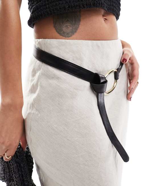 Mango - Cintura nera con fibbia ovale