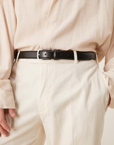 Mango - Cintura nera in pelle con fibbia argento - view 1