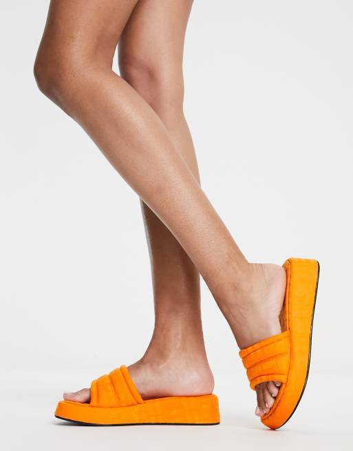 Mango Claquettes avec d tail en jacquard Orange vif ASOS