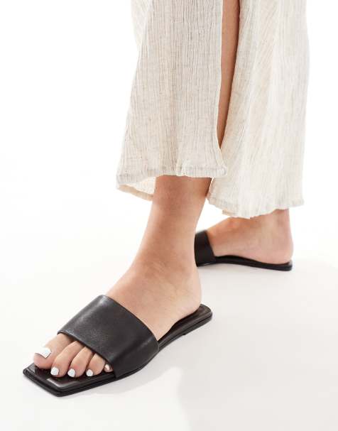 Mango - Claquettes en cuir - Noir - view 1