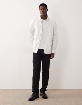 Mango Classic 100% Cotton Striped Shirt In White