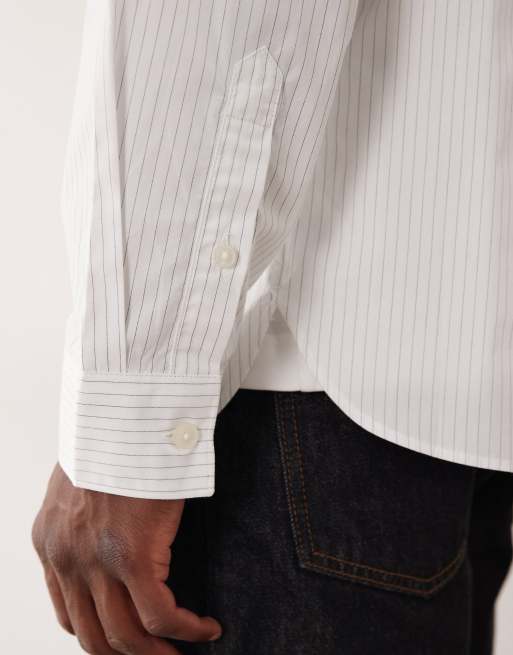 Mango classic 100% cotton striped shirt in white, 5 of 5