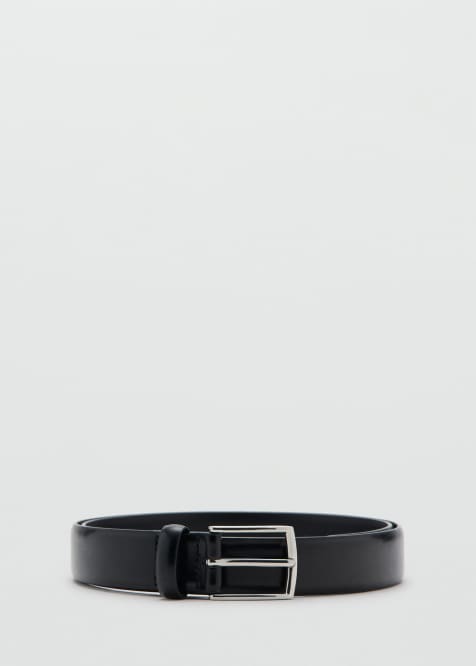 Mango classic 100% leather belt in black - view 1