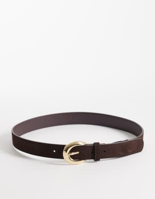 Mango Classic 100% Suede Belt With Gold Hardware In Black