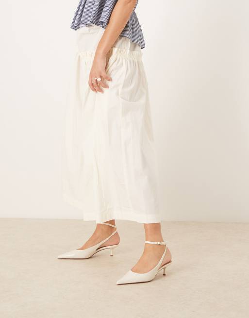 Mango classic ankle strap kitten heels in ivory, 4 of 4