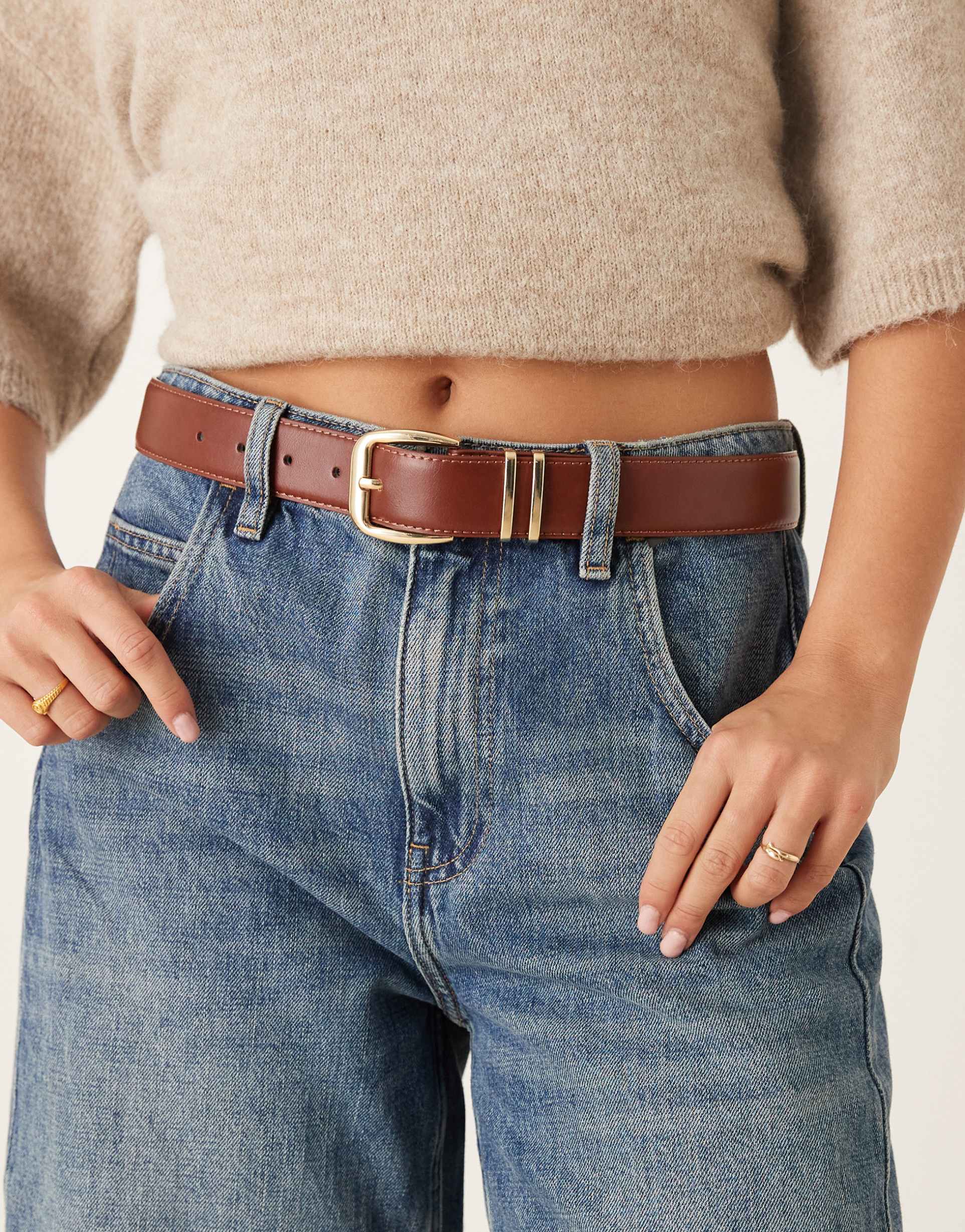 mango classic belt in brown