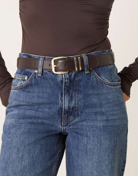 Mango classic belt in dark brown - view 1