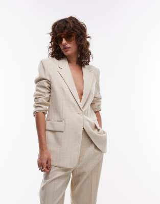 Mango Mango classic blazer co-ord in beige-Pink