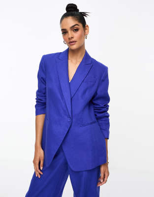 Mango classic blazer in cobalt blue