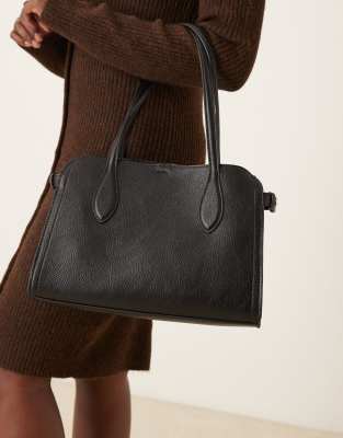 Mango Large Classic City Bag In Black