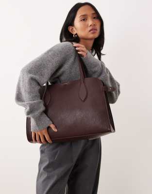 Mango Classic City Bag In Burgundy