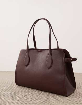 Mango Classic City Bag In Burgundy