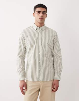 Mango 100 cotton striped shirt in green green 15490₽