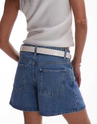 Mango Classic Croc Detail Square Buckle Belt