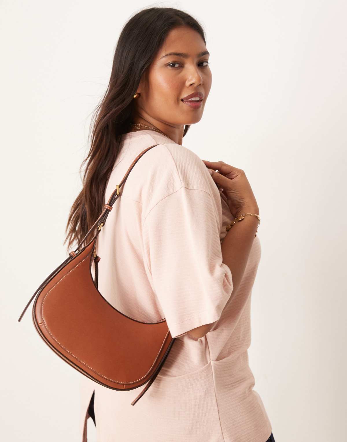 Mango classic cross body bag in brown