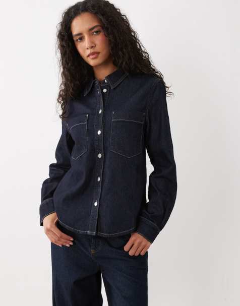 Mango classic denim shirt in indigo - view 1