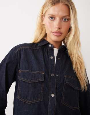 Mango Classic Denim Shirt In Multi