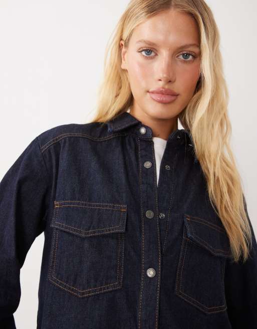 Mango classic denim shirt in indigo, 2 of 4