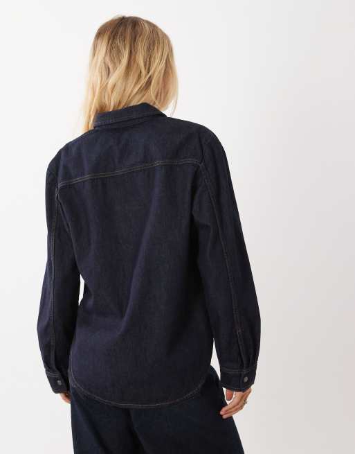 Mango classic denim shirt in indigo, 4 of 4