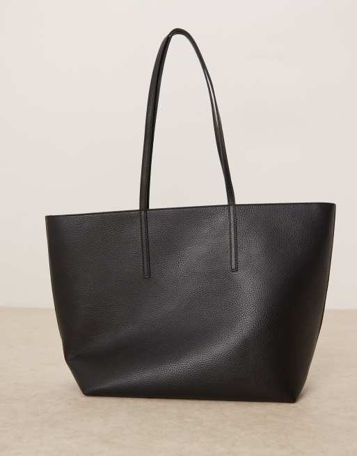 Mango classic faux leather tote bag in black, 3 of 4