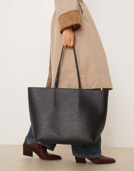Mango classic faux leather tote bag in black, 4 of 4