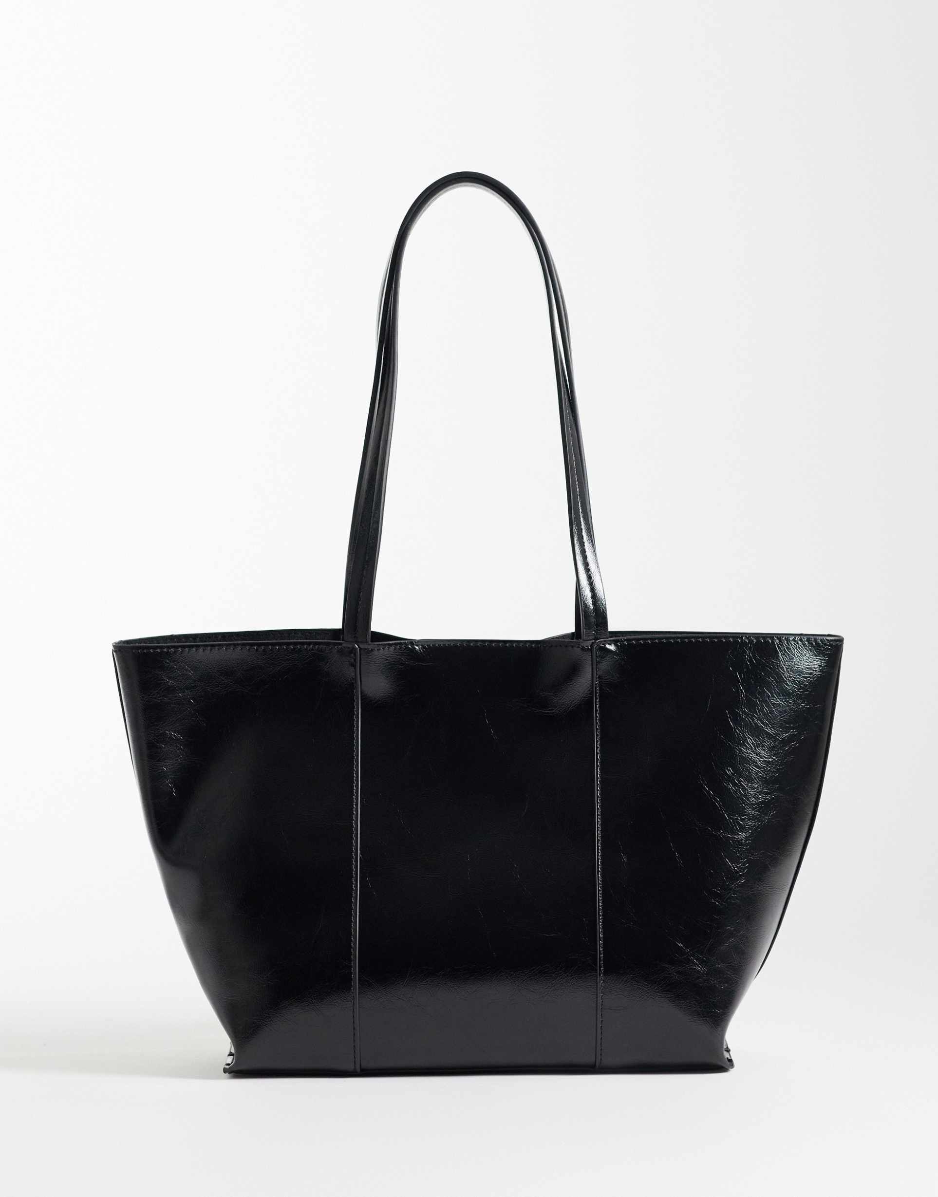 mango classic faux leather tote bag in black