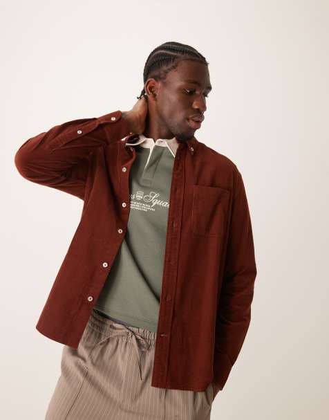 Mango classic fit corduroy shirt in red - view 1