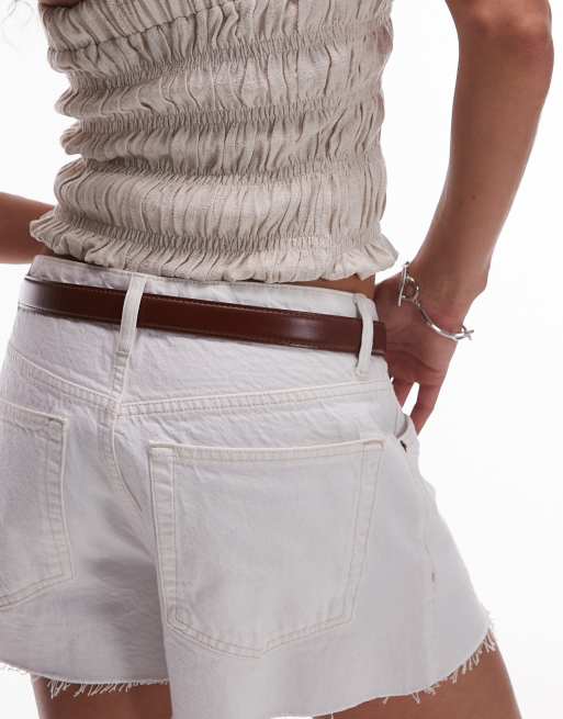 Mango classic gold oval buckle belt in brown
