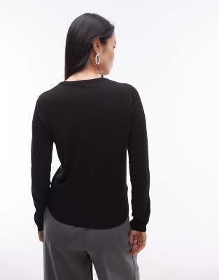 Mango Classic Knit Sweater In Black