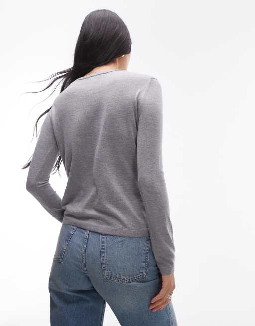 Mango classic knitted sweater in gray, 2 of 4