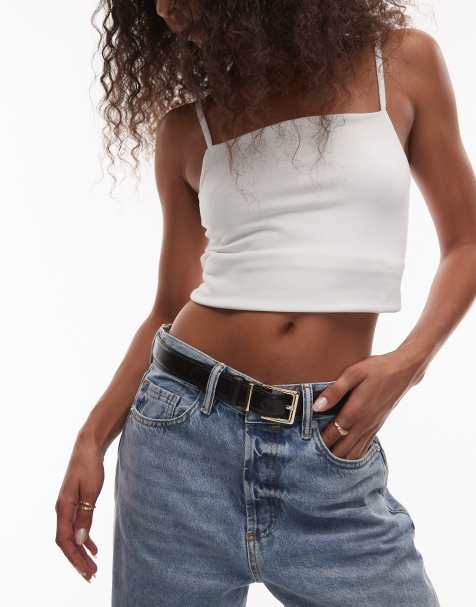 Mango classic leather belt in black - view 1
