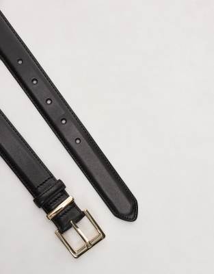 Mango Classic Leather Belt In Black