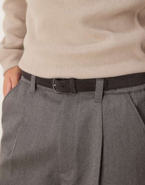 Mango classic leather belt in brown - view 1